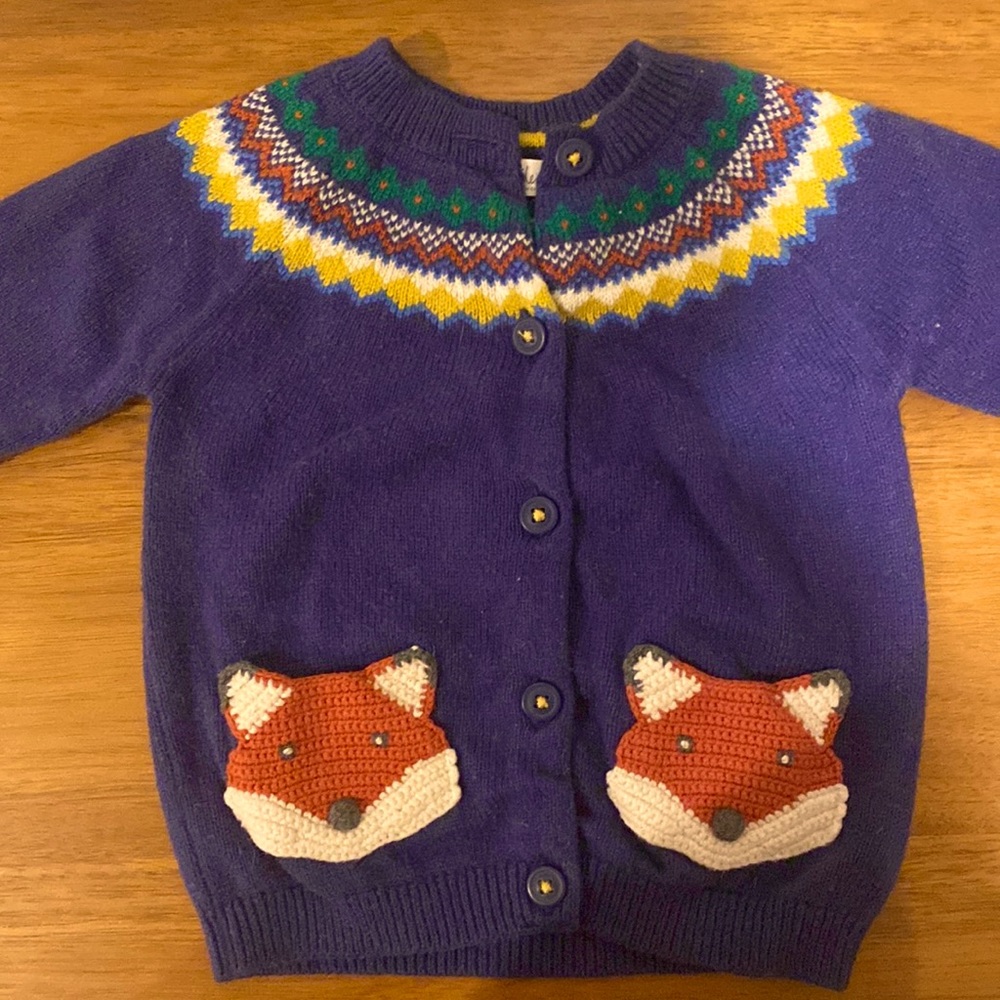 Baby boden blue fox fair isle sweater 18-24m